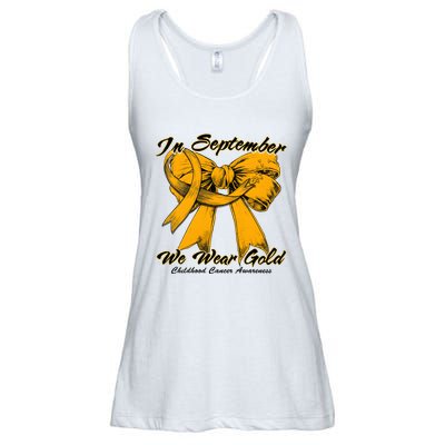 In September We Wear Gold For Childhood Cancer Awareness Ladies Essential Flowy Tank