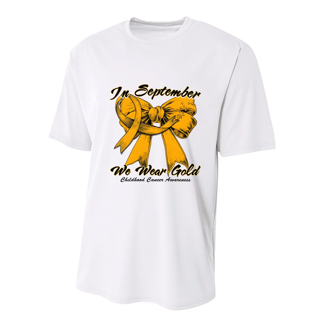 In September We Wear Gold For Childhood Cancer Awareness Youth Performance Sprint T-Shirt