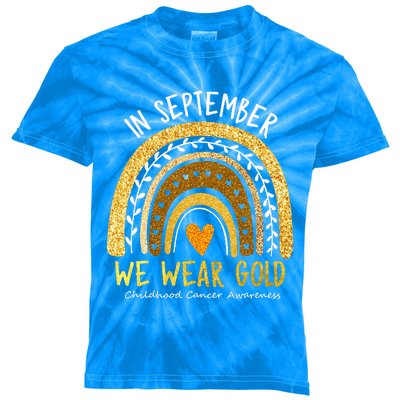 In September We Wear Gold Childhood Cancer Awareness Kids Tie-Dye T-Shirt