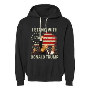 I Stand With Trump 2024 Strong Support Garment-Dyed Fleece Hoodie