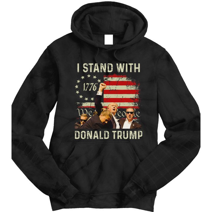 I Stand With Trump 2024 Strong Support Tie Dye Hoodie