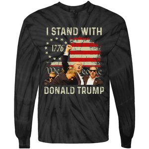 I Stand With Trump 2024 Strong Support Tie-Dye Long Sleeve Shirt