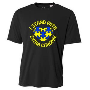 I Stand With Extra Chromie Heart Puzzle Down Syndrome Gift Cooling Performance Crew T-Shirt