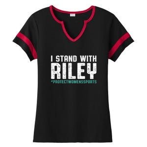 I Stand With Riley Gaines | Protect Womens Sports Ladies Halftime Notch Neck Tee