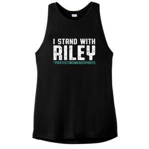 I Stand With Riley Gaines | Protect Womens Sports Ladies PosiCharge Tri-Blend Wicking Tank