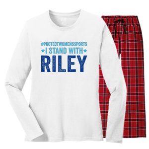 I Stand With Riley Gaines Protect Womens Sports Women's Long Sleeve Flannel Pajama Set 