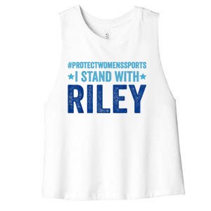 I Stand With Riley Gaines Protect Womens Sports Women's Racerback Cropped Tank