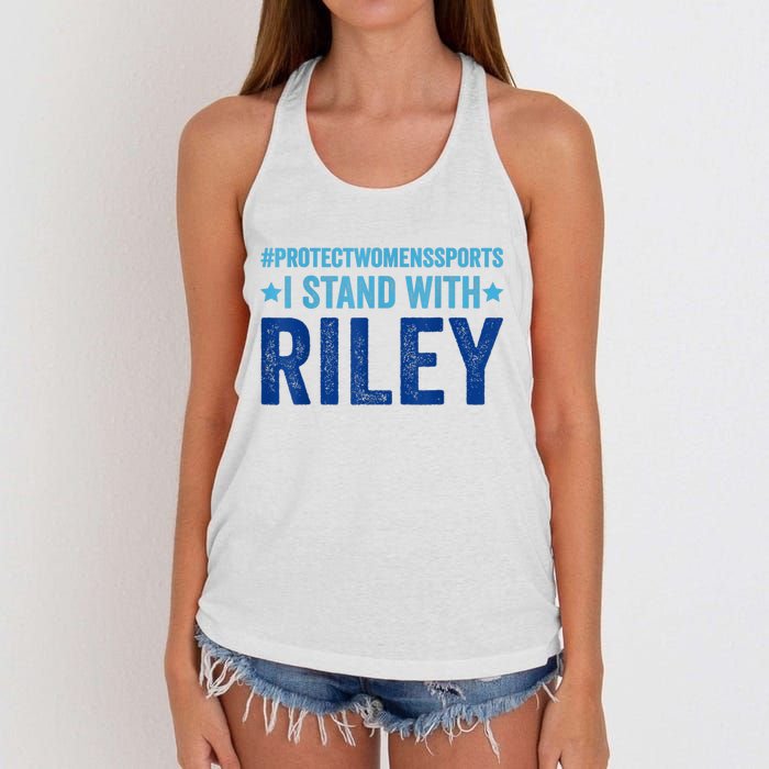 I Stand With Riley Gaines Protect Womens Sports Women's Knotted Racerback Tank