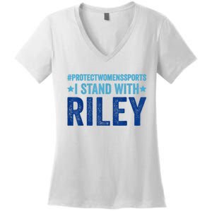 I Stand With Riley Gaines Protect Womens Sports Women's V-Neck T-Shirt