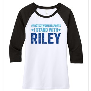 I Stand With Riley Gaines Protect Womens Sports Women's Tri-Blend 3/4-Sleeve Raglan Shirt