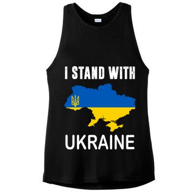 I Stand With Ukraine Map Ladies PosiCharge Tri-Blend Wicking Tank