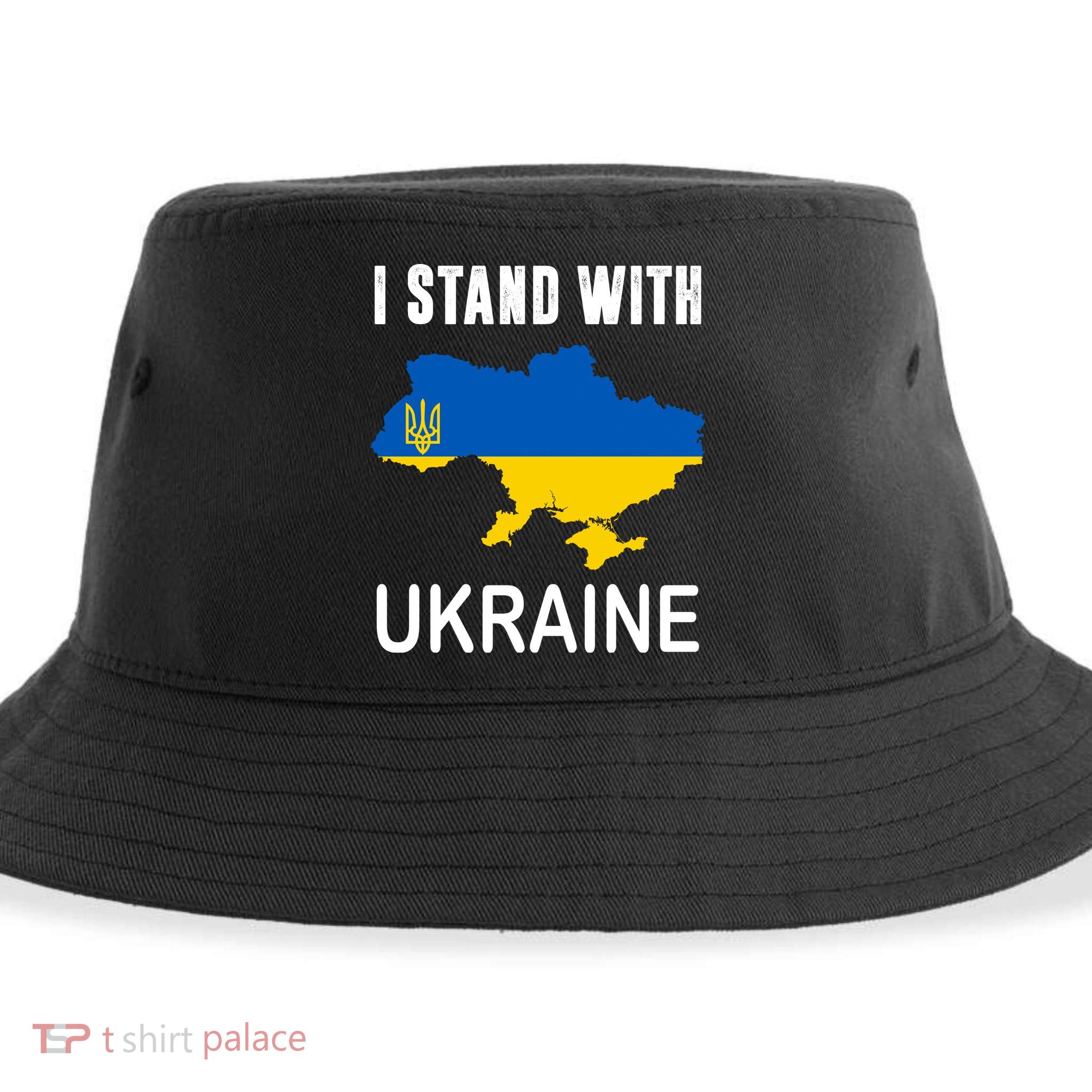 I Stand With Ukraine Map Sustainable Bucket Hat