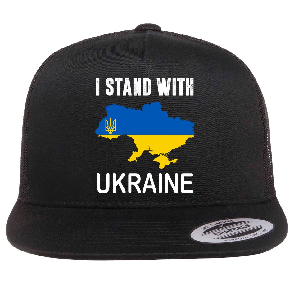 I Stand With Ukraine Map Flat Bill Trucker Hat