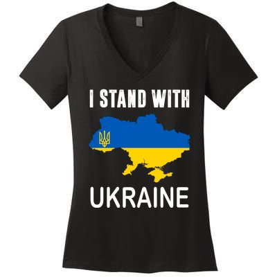 I Stand With Ukraine Map Women's V-Neck T-Shirt