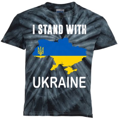 I Stand With Ukraine Map Kids Tie-Dye T-Shirt