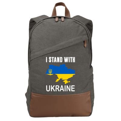 I Stand With Ukraine Map Cotton Canvas Backpack