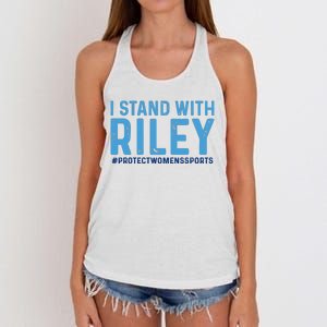 I Stand With Riley Gaines #ProtectWomensSports Women's Knotted Racerback Tank