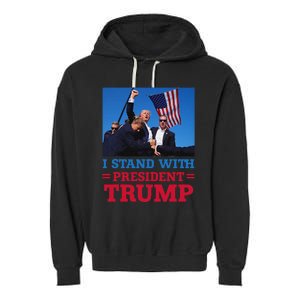 I Stand With Trump Strong Support Garment-Dyed Fleece Hoodie