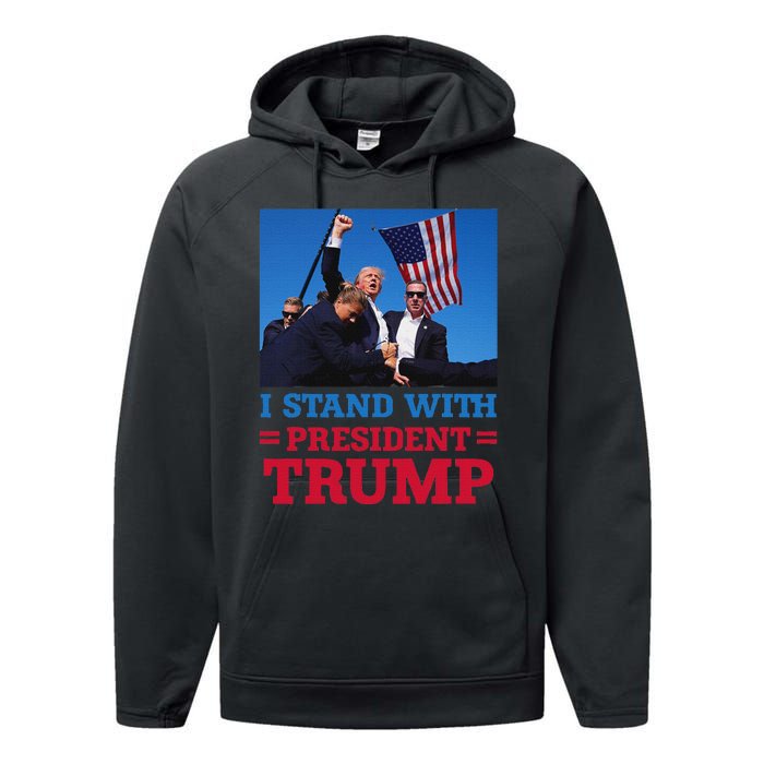 I Stand With Trump Strong Support Performance Fleece Hoodie