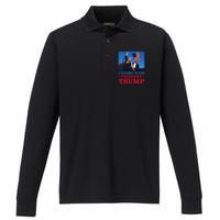 I Stand With Trump Strong Support Performance Long Sleeve Polo