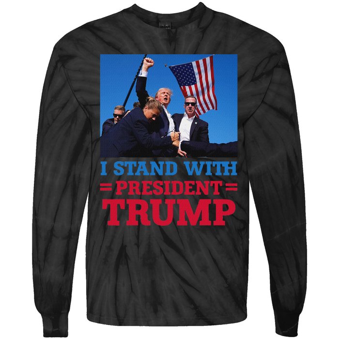 I Stand With Trump Strong Support Tie-Dye Long Sleeve Shirt