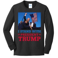 I Stand With Trump Strong Support Kids Long Sleeve Shirt