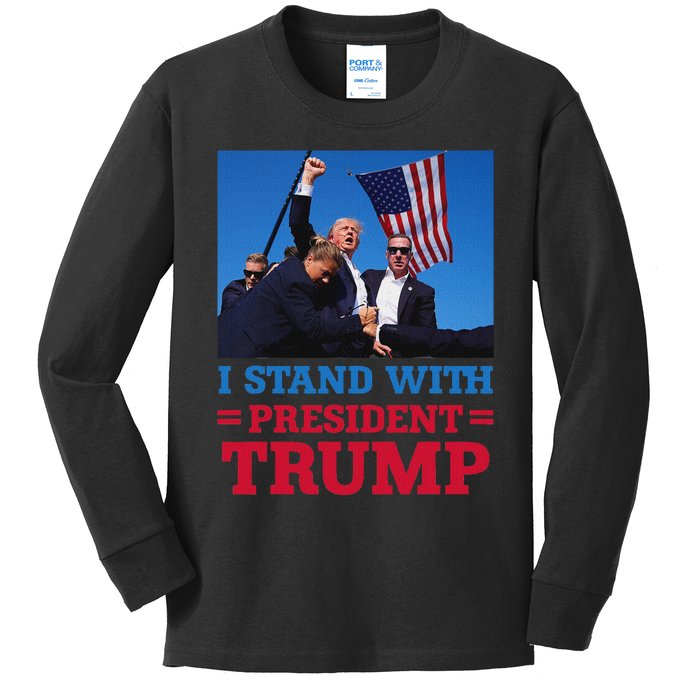 I Stand With Trump Strong Support Kids Long Sleeve Shirt