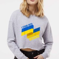 I Stand With Ukraine Support Cropped Pullover Crew