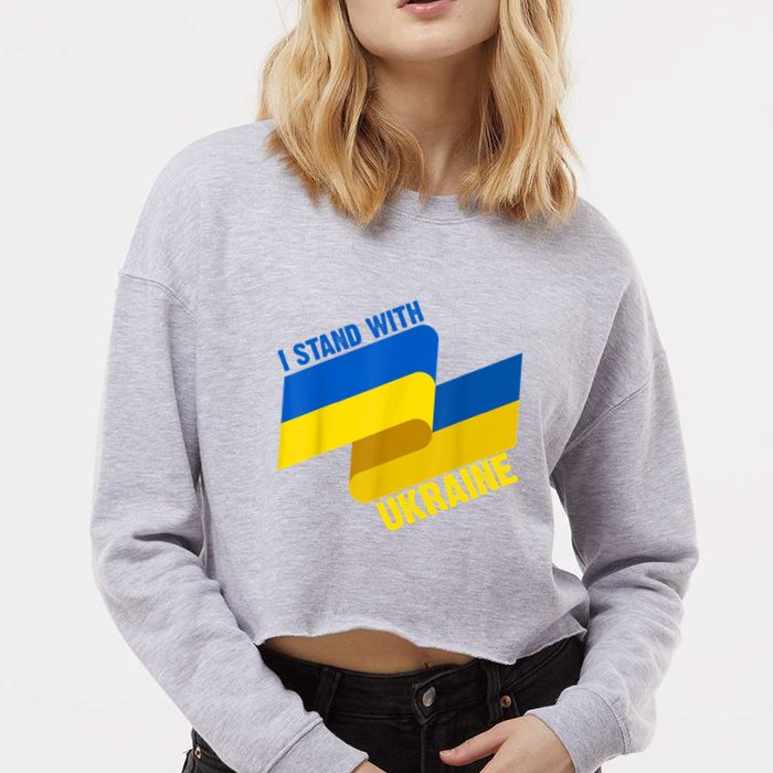 I Stand With Ukraine Support Cropped Pullover Crew