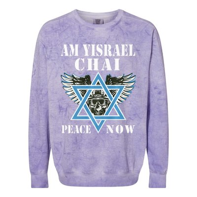 I Stand With Israel Am Yisrael Chai Peace Now  Colorblast Crewneck Sweatshirt