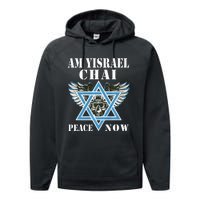 I Stand With Israel Am Yisrael Chai Peace Now  Performance Fleece Hoodie