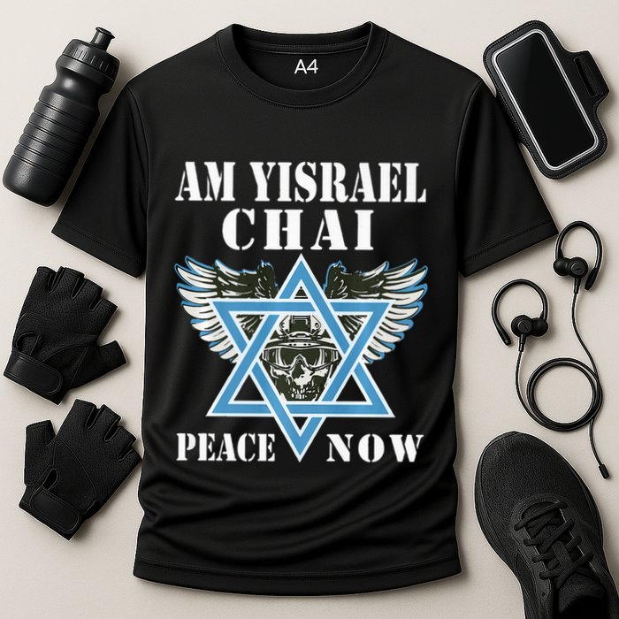 I Stand With Israel Am Yisrael Chai Peace Now  Cooling Performance Crew T-Shirt
