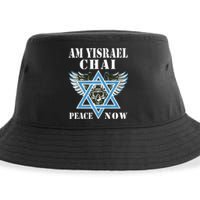 I Stand With Israel Am Yisrael Chai Peace Now  Sustainable Bucket Hat