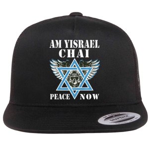 I Stand With Israel Am Yisrael Chai Peace Now  Flat Bill Trucker Hat