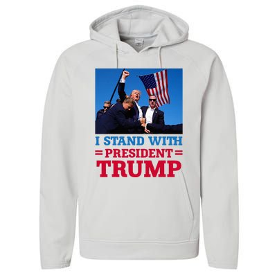 I Stand With President Trump After The Shooting At His Rally Performance Fleece Hoodie