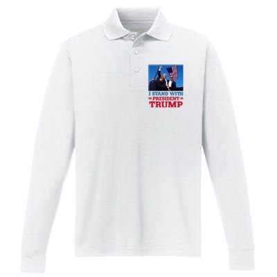 I Stand With President Trump After The Shooting At His Rally Performance Long Sleeve Polo