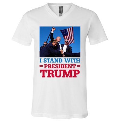 I Stand With President Trump After The Shooting At His Rally V-Neck T-Shirt