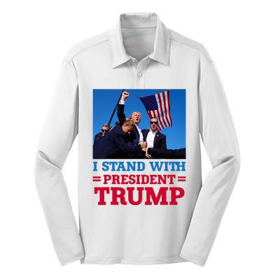 I Stand With President Trump After The Shooting At His Rally Silk Touch Performance Long Sleeve Polo