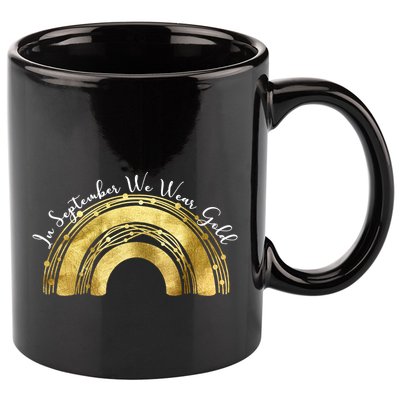 In September We Wear Gold Rainbow Childhood Cancer 11oz C Handle Ceramic Mug