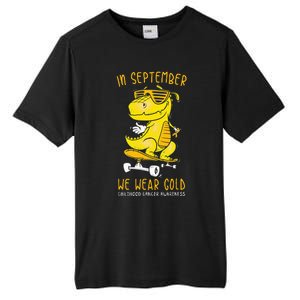 In September We Wear Gold Childhood Cancer Awareness T Rex Tall Fusion ChromaSoft Performance T-Shirt