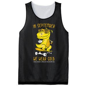 In September We Wear Gold Childhood Cancer Awareness T Rex Mesh Reversible Basketball Jersey Tank