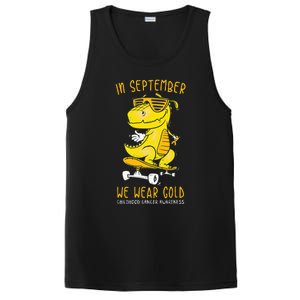 In September We Wear Gold Childhood Cancer Awareness T Rex PosiCharge Competitor Tank