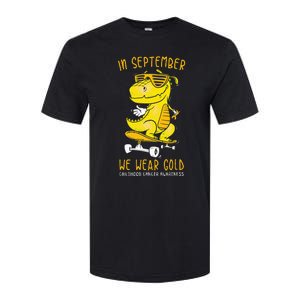 In September We Wear Gold Childhood Cancer Awareness T Rex Softstyle CVC T-Shirt