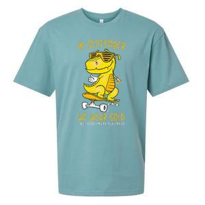 In September We Wear Gold Childhood Cancer Awareness T Rex Sueded Cloud Jersey T-Shirt