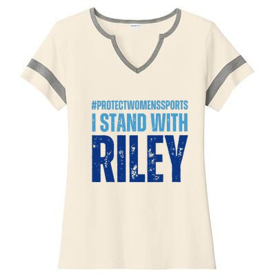 I Stand With Riley Gaines Protect Wo Sports Ladies Halftime Notch Neck Tee