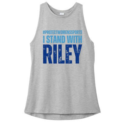 I Stand With Riley Gaines Protect Wo Sports Ladies PosiCharge Tri-Blend Wicking Tank