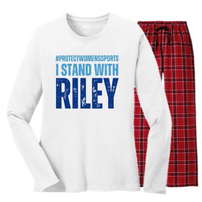 I Stand With Riley Gaines Protect Wo Sports Women's Long Sleeve Flannel Pajama Set 