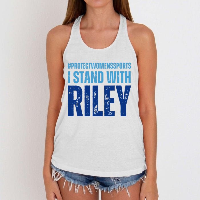 I Stand With Riley Gaines Protect Wo Sports Women's Knotted Racerback Tank