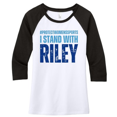 I Stand With Riley Gaines Protect Wo Sports Women's Tri-Blend 3/4-Sleeve Raglan Shirt