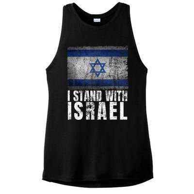 I Stand With Israel Jewish Gifts Heritage Israeli Flag Ladies PosiCharge Tri-Blend Wicking Tank